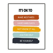 Classroom Wall Decor - It Is Okay To Be Yourself - Kids' Art Playroom Decoration - Positive Affirmations Quotes - Encouragement Gift - UNFRAMED Print (8X10 INCH)