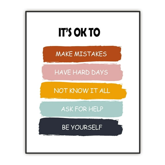 Classroom Wall Decor - It Is Okay To Be Yourself - Kids' Art Playroom Decoration - Positive Affirmations Quotes - Encouragement Gift - UNFRAMED Print (8X10 INCH)
