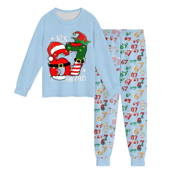 67 shirt B'oys Themed Long Sleeve Pajama Cozy Holiday Print Loungewear For K'ids Festive Family Sleepwear Outfit Soft Two Piece Pajamas