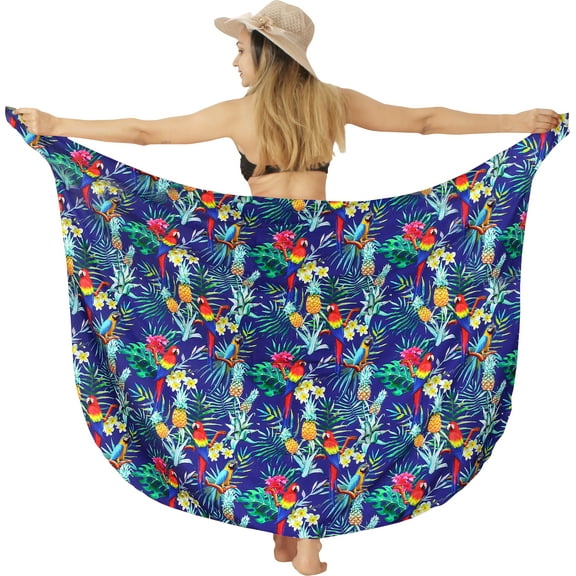 LA LEELA Women's Beachwear Summer Bikini Wrap Sarong Swim Cover up Skirt Swimwear Swimsuit Beach Wraps Coverups for Women One Size Bloom_AD319