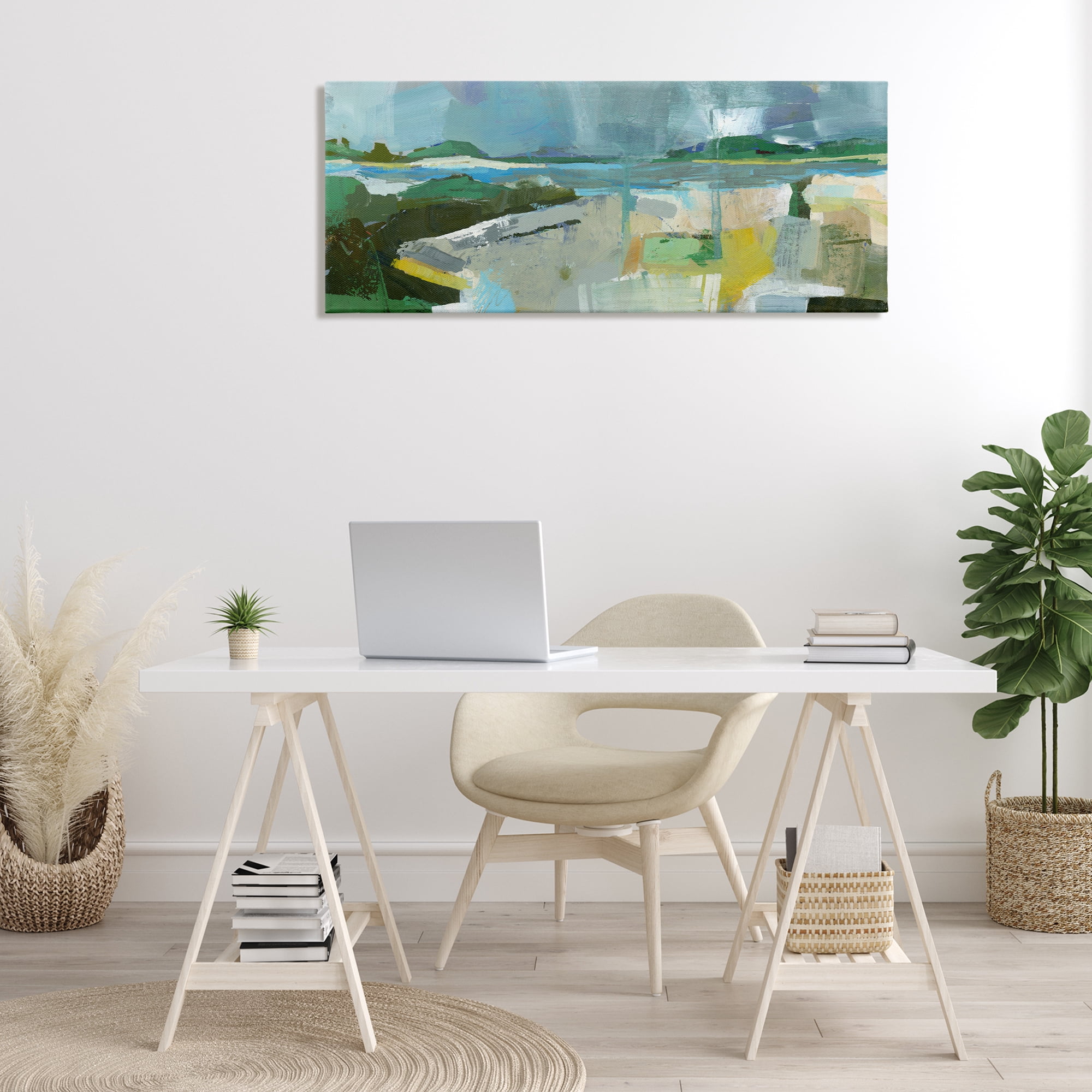 Stupell Industries Sea View Impression Abstract Painting Wrapped Canvas Art Print Wall Art, 48 x 20