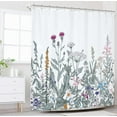 thumbnail image 2 of Wild Floral Wildflower Shower Curtain Botanical Herbs Plant Nature Blossom Flower Leaf Sketch Sage Waterproof Fabric 72Wx72H Inch Polyester Bathroom Bathtub Decoration 12 Pack Plastic Hooks, 2 of 6