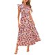 thumbnail image 1 of Vestido midi PRETTYGARDEN 2025 con estampado floral con cuello en V y volantes para mujer, 1 of 9
