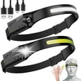 thumbnail image 1 of Avlxt Linterna frontal LED, paquete de 2 linternas recargables para adultos, faro de haz ancho 230, lámpara frontal con sensor de movimiento, diadema ajustable, luz frontal impermeable para exteriores, 1 of 5