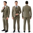 thumbnail image 2 of Beauty-Emily Men’s 3-Piece Slim Fit Suit Set – Notch Lapel Blazer, Vest & Pants in Premium Fabric for Wedding, Prom & Business, Lightweight Beige, Khaki & Olive, 2 of 12