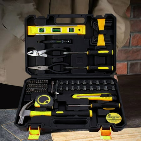 

Yedhsi Tool Set 78 Pieces Universal Household Hand Tool Kit With Plastic Tool Box Electrician Tool Storage Box(The Horizontal Rod Contains 7ml Of Liquid) Household tools