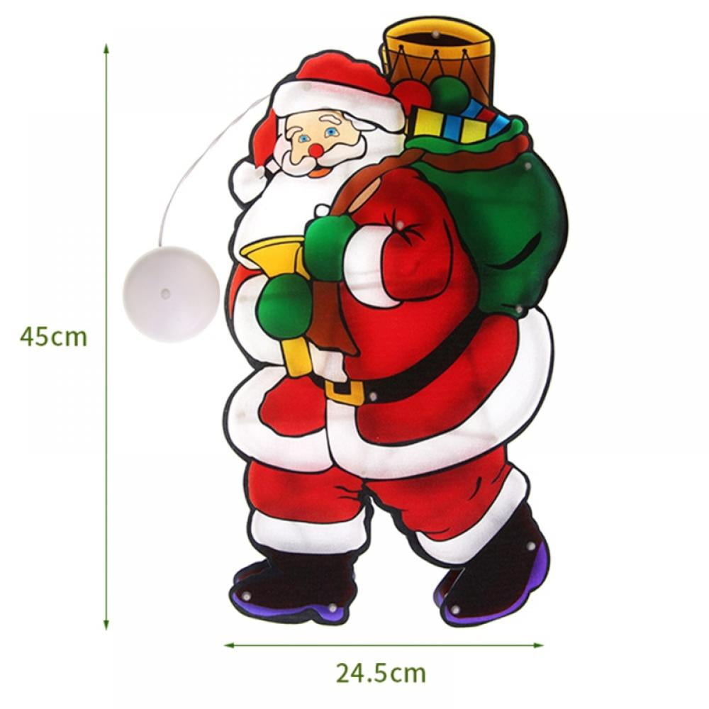 45cm Ultra Bright LED Light-up Metallic Santa Stop Silhouette Christmas Ornament 