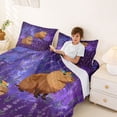 thumbnail image 3 of Erosebridal Capybara Kid Queen Sheet Sets, Purple Lavender Flower Bed Set, 4 Pieces, 3 of 5