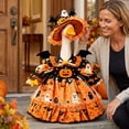 thumbnail image 6 of FeiFu Halloween Bat Pumpkin Witch Porch Goose Costume, Festive Outfit with Dress and Hat for 23in Goose Statue Outdoor Yard Decor, Disfraz de Ganso de Halloween, 6 of 6