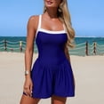 thumbnail image 4 of COMVALUE Women 2026 One Piece Swim Dress Swimsuit Tummy Control Cute Modest Skirt Bathing Suit Dress (Navy, S), 4 of 8