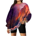 thumbnail image 1 of Hauts d'Été à Manches Longues pour Femmes Mode Décontractée Impression Col Rond Manches Longues Chandail en Molleton Ample Blouse d'Automne Pull Hauts Col Haut pour Femmes Hauts et Blouses d'Été, 1 of 6