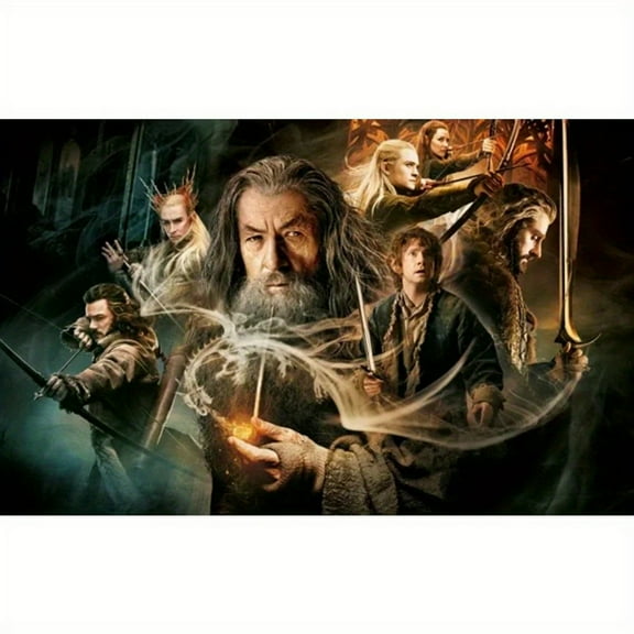 Adult DIY 5D Diamond Painting Kit, Lord of the Rings Series Art Round Diamond, Full Diamond Diamond Embroidery Kit, Mosaic Cross Stitch Craft Home Wall Decoration