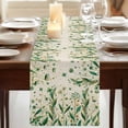 thumbnail image 3 of Table Runners 72 Inches Long Dress Scarves, St Patrick's Day Farmhouse Kitchen Table Runner, Coffee Tablerunners, Spring Leaves Green Flowers Plants Beige 18x72 Inch, 3 of 9