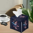 thumbnail image 2 of ZIATUBLE Butterfly Square Tissue Box Cover PU Leather Tissue Paper Box Cover Decorative Holder Organizer Rectangular Tissue Boxes Covers Facial Cube Tissue Box Holder Case Dispenser, 2 of 7