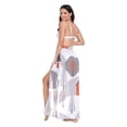 thumbnail image 3 of FORMRS Womens Long Sarong Beach Wrap Semi-Sheer Bikini Skirt Bathing Swimsuit Cover Up, Snow Cartoon Houses, 3 of 7