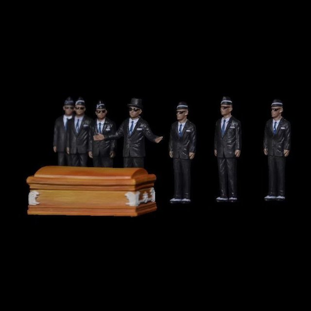 Mini Ghana Pallbearers Dancing Team African Black Man Carrying Coffin Dance Model Kit Action Figure Collection Toys A