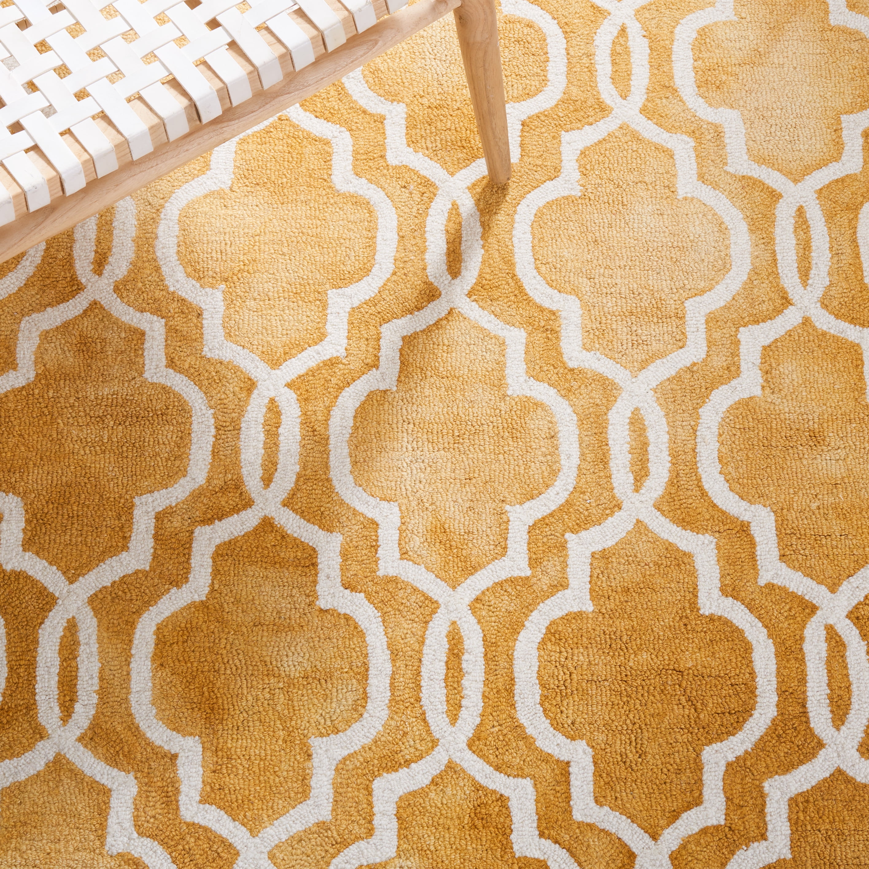 Safavieh Dip Dye Leighton Geometric Wool Area Rug, Gold/Ivory, 9' x 12'