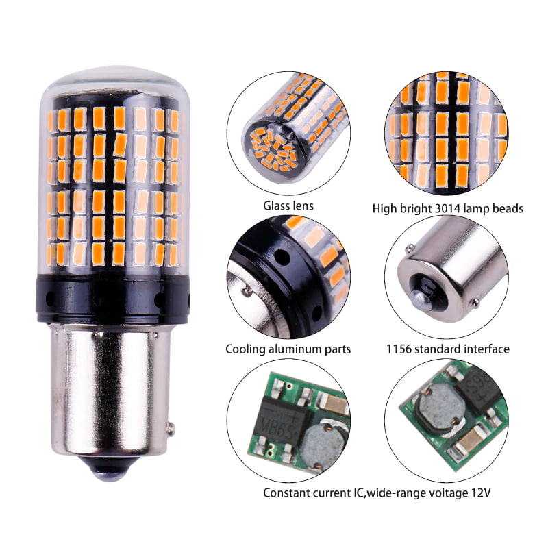 4pcs Amber 25W CREE Bau15s PY21W 7507 LED Bulb No Error Turn Signal Light Lamp