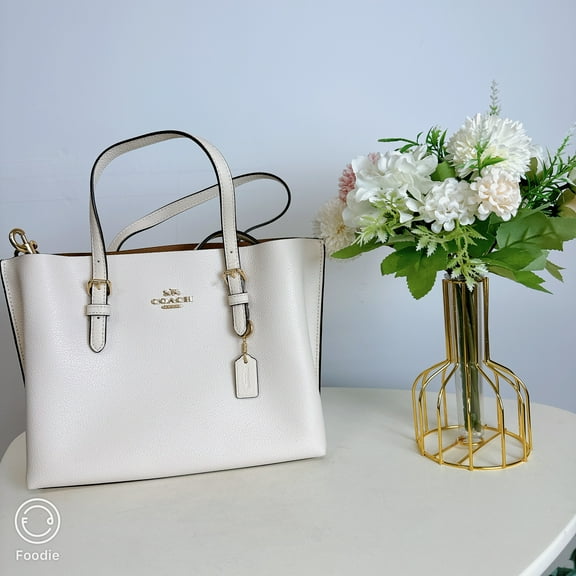 Coach Mollie Tote 25 in Gold/Chalk Light Saddle Womens