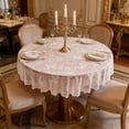 thumbnail image 6 of White Round Lace Tablecloth 72.83 Inch Diameter, Embroidered Sheer Polyester Table Cover with Non-Slip Trim for Home Restaurant Cafe Dining Wedding Party Decor, 6 of 6