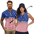 thumbnail image 2 of Garronmavis 250th Anniversary Matching Golf Shirts for Couple with Collar Tank Top Women's Matching Hawaiian Golf Shirt for Couple Racerback Design for Yoga or Daily Wear Fit Plain, 2 of 6