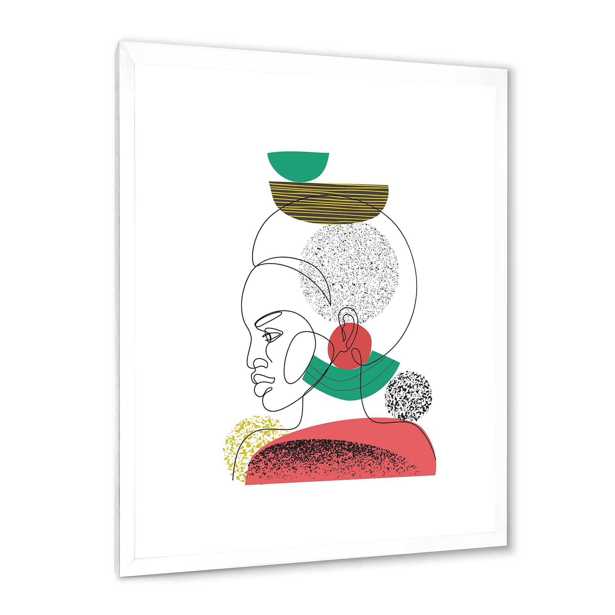 Designart 'One Line Portrait of Afro American Women VI' Modern Framed Art Print