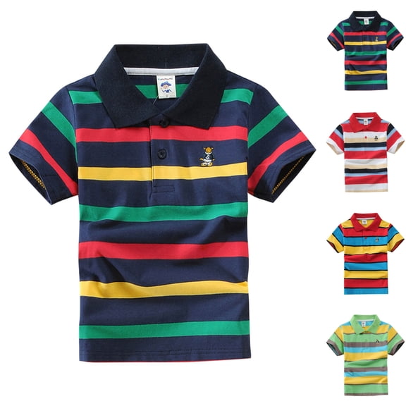 Sentuca Boys Graphic Tees Cotton Short Sleeve Button Lapel T Shirts for Casual Kids Clothes Size 8
