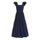 thumbnail image 1 of Vestido largo PRETTYGARDEN de algodón azul marino con cuello cuadrado para mujer, 1 of 9