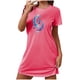 thumbnail image 2 of Camisón corto de talla grande para mujer, camisón de manga corta con estampado de pecho a la moda, camisón para mujer, 2 of 7