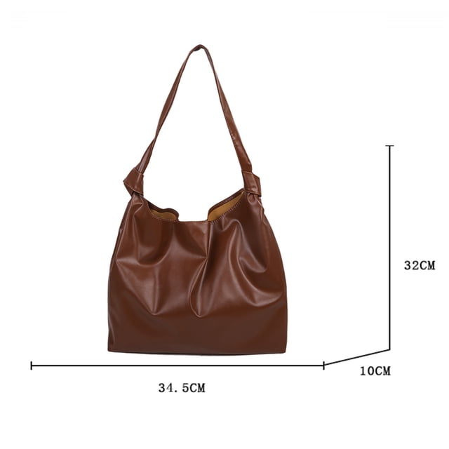 Bolsa tote de hombro de gran capacidad de color sólido de PU informal para mujer retro (marrón) Likrtyny Para Estrenar