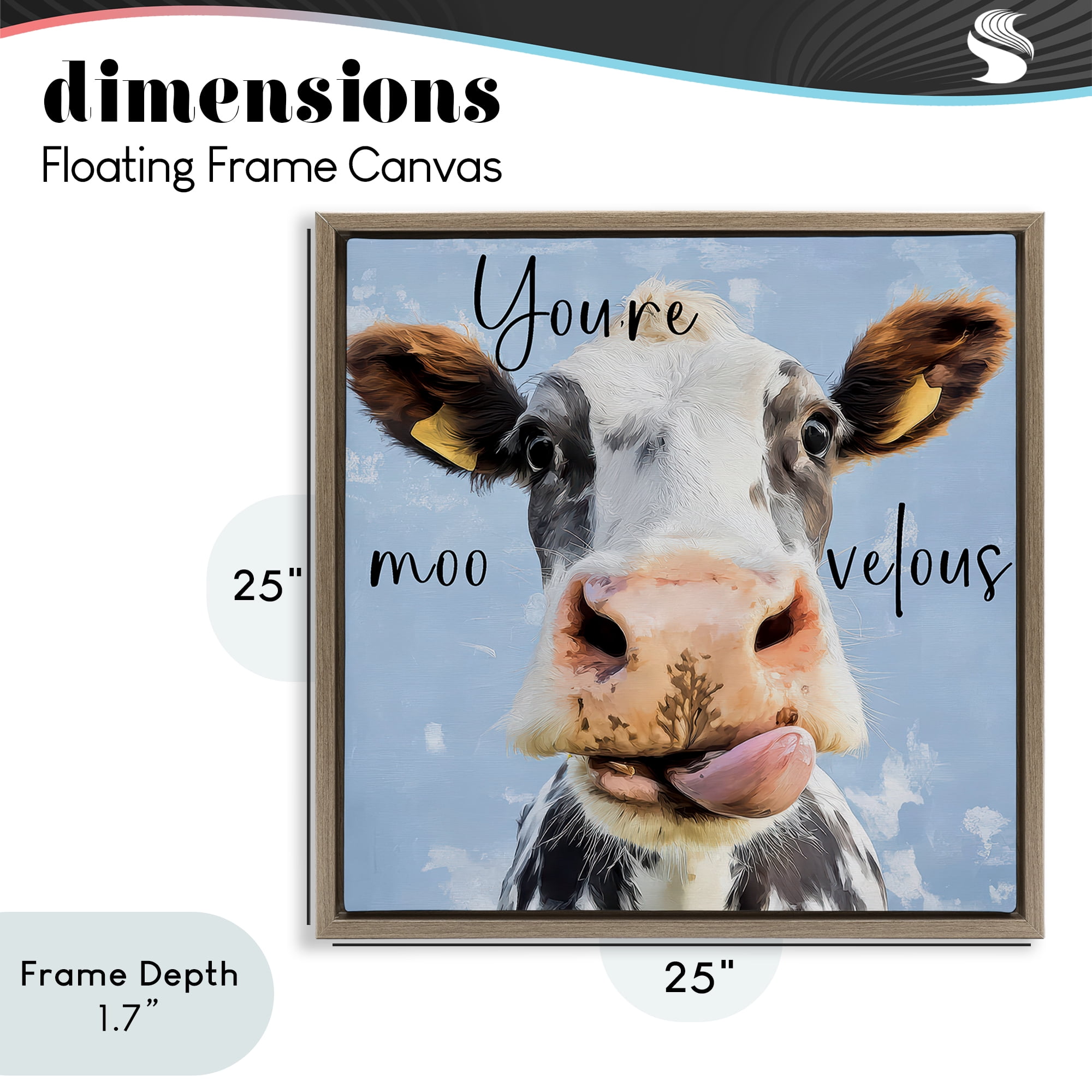 Stupell Industries You're Moo-velous Cow Brown Framed Floater Canvas Wall Art, design by Kim Curinga