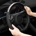 thumbnail image 2 of 1pcs Car Carbon Fiber Wear-Resistant Steering Wheel Cover Compatible with Mercedes-Benz W124 W203 W204 CITAN R CLASS SPRINTER V-CLASS VIANO, 2 of 5