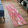 thumbnail image 3 of 2'x6' Rug Runners for Hallways Kitchen, Pink Marble Non Slip Entryway Beside Floor Carpet Runner, Modern Ink Painting Abstract Golden Washable Laundry Room Bedroom Throw Rugs Mat for Family Pet, 3 of 8