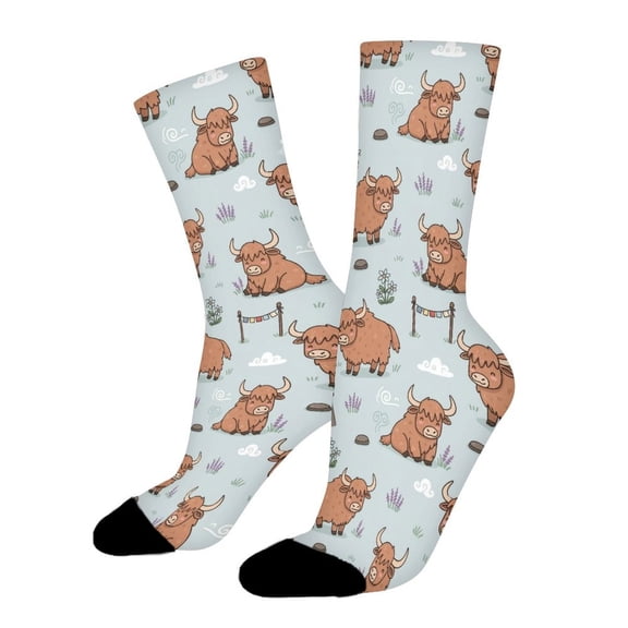 Cute Yak Animal Funny Novelty Crew Socks for Women Men Sports