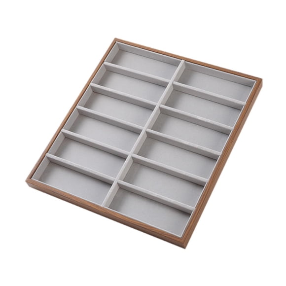Bandeja expositora para gafas, estuche de almacenamiento para gafas, organizador de joyas de madera, soporte para gafas 12 cuadrículas de 36x40x3 cm