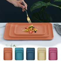 Rectangular Tray Set, Plastic Serving Platters, Large Medium and Small 3-piece Set, for Snacks, Tea Cups, and Dinner Plates, Purple, by FAJHHA