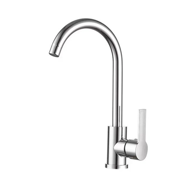 Kitchen Sink Faucet Cold Hot Mixer Swivel Tap Polished Chrome Plated Sprayer Single Handle