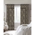 thumbnail image 2 of Grey Boho Black Out Curtains 54 Inch Long, Short Curtains for Small Window, Vintage Ethnic Tribe Abstract Art Floral Room Darkening Farmhouse Window Curtains for Kitchen Bedroom 42"x54" 2 Panels, 2 of 8
