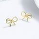 thumbnail image 1 of Pendientes de botón con lazo de plata de ley 925, pendientes pequeños lisos de temperamento femenino coreano sencillo, joyería coreana para las orejas, 1 of 6