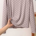 thumbnail image 6 of Asxite Plus Size Womens Pajamas Casual Loose Breathable Long Sleeve Crew Neck Soft Polka Ruffle Sleep Shirt, 6 of 6