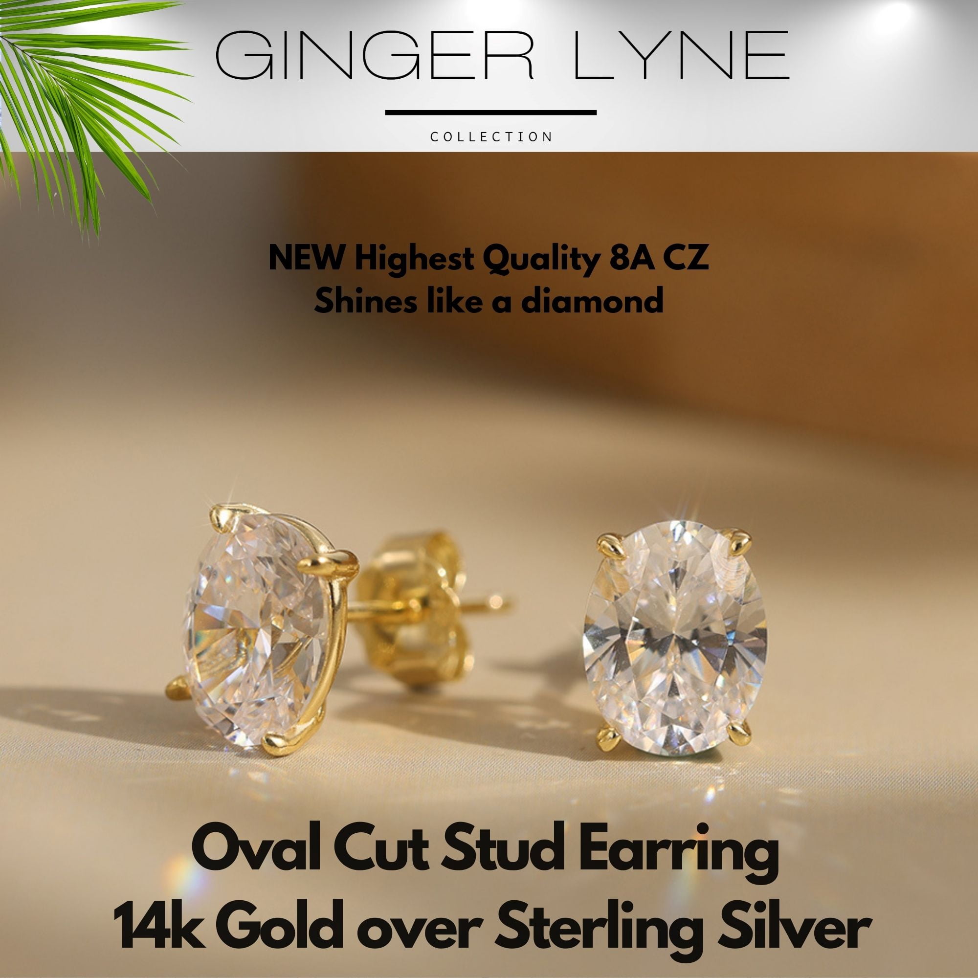 Oval Cut Stud Earrings for Women 5 Ct Simulated Diamond Sterling Silver Ginger Lyne