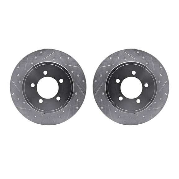 Dynamic Friction Company Rear Brake Rotors-Drilled and Slotted-Silver 7002-54209