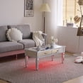 thumbnail image 5 of Ktaxon 41'' Mirrored LED Coffee Table with Storage, Rectangle Mirror Cocktail Table with 2-Drawers for Living Room, Silver, 5 of 12