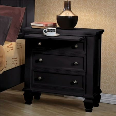 Bowery Hill 3 Drawer Nightstand In Black And Silver Walmart Canada