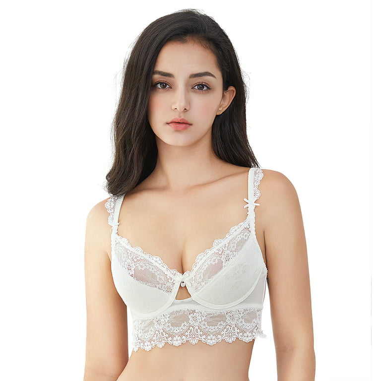 Varsbaby Push Up Embroidery Bras Sexy Underwear with Thin Cotton Cup for  Women 