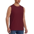 thumbnail image 2 of Kdxio Maroon for Men's Muscle T-shirt,Sleeveless for Workout Running Athletic Gym Lounge Casual, 2 of 5