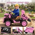 thumbnail image 6 of Wisairt 24V Ride On Dump Truck for Kids, 2 Seater 4WD Electric Truck, 4×200W Motors, Power Car Wheel with Remote Control, Automatic Dump Bed, Shovel, Music, Pink, 6 of 10