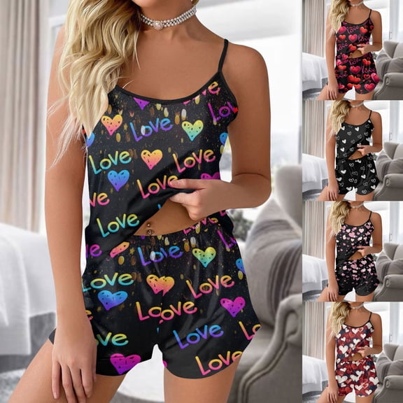 Valentine Pajamas Womens Heart Love Pajama Valentines Pjs Galentines Pj Sets Valentine's Day Pijamas Woman Pjs Set Pink XL