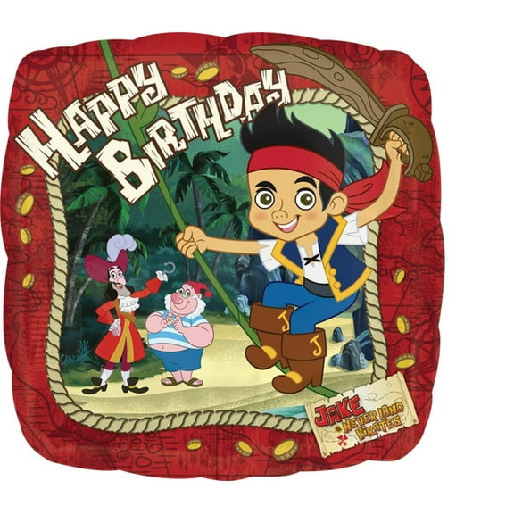 Anagram International 18" Jake and the Neverland Pirates Happy Birthday Foil Balloon, Multicolor