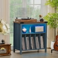 thumbnail image 2 of Large Record Player Table with Charging Station & LED Lights, Blue Vinyl Record Storage Cabinet Holds up to 230 Albums, Turntable Stand with Display Shelf for Music Room Bedroom Living Room, 2 of 16